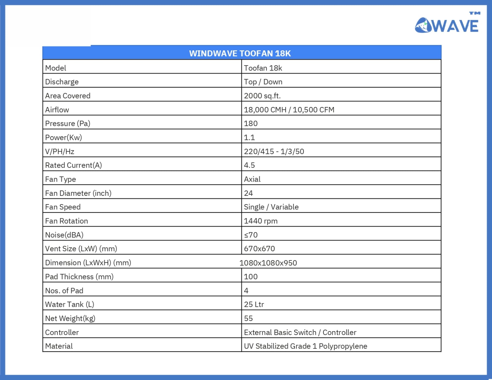 TOOFAN 18K Industrial Cooler image 2
